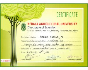 KAU Mango KAU Mango Flowering and Cultar Application Training - Anish Nellickal, Ponnani